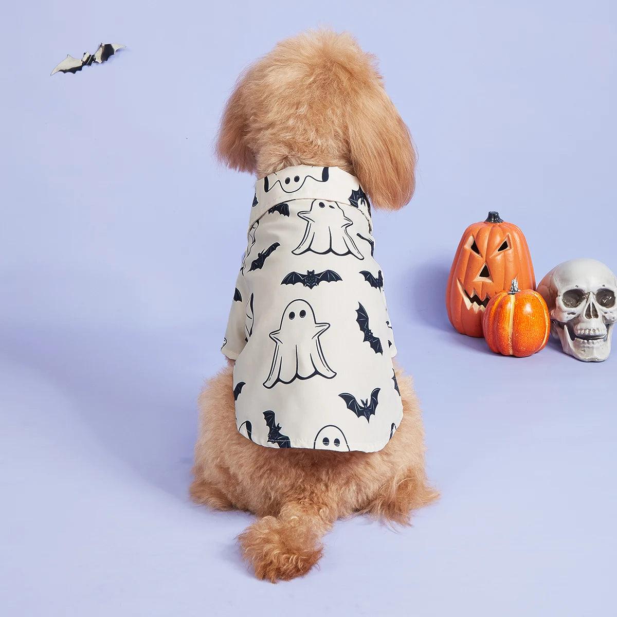 bats + ghosts dog shirt - basil boutique