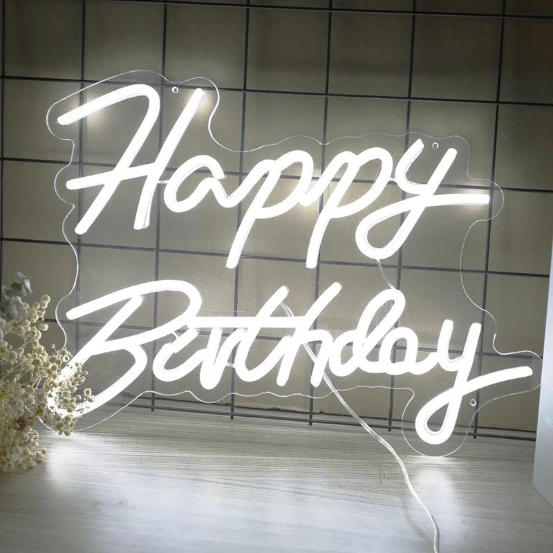 happy birthday neon sign - basil boutique