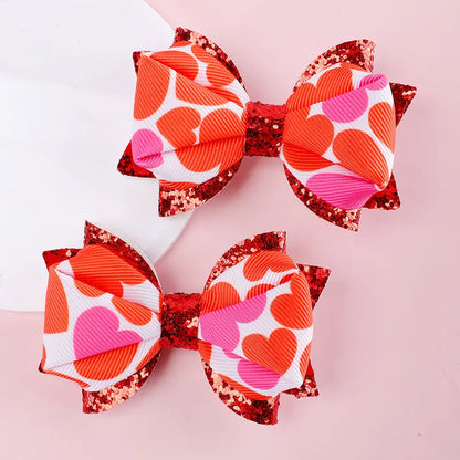 heart glitter hair bows