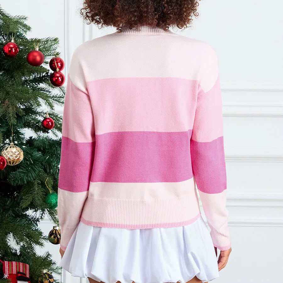 holly jolly sequin striped crew sweater