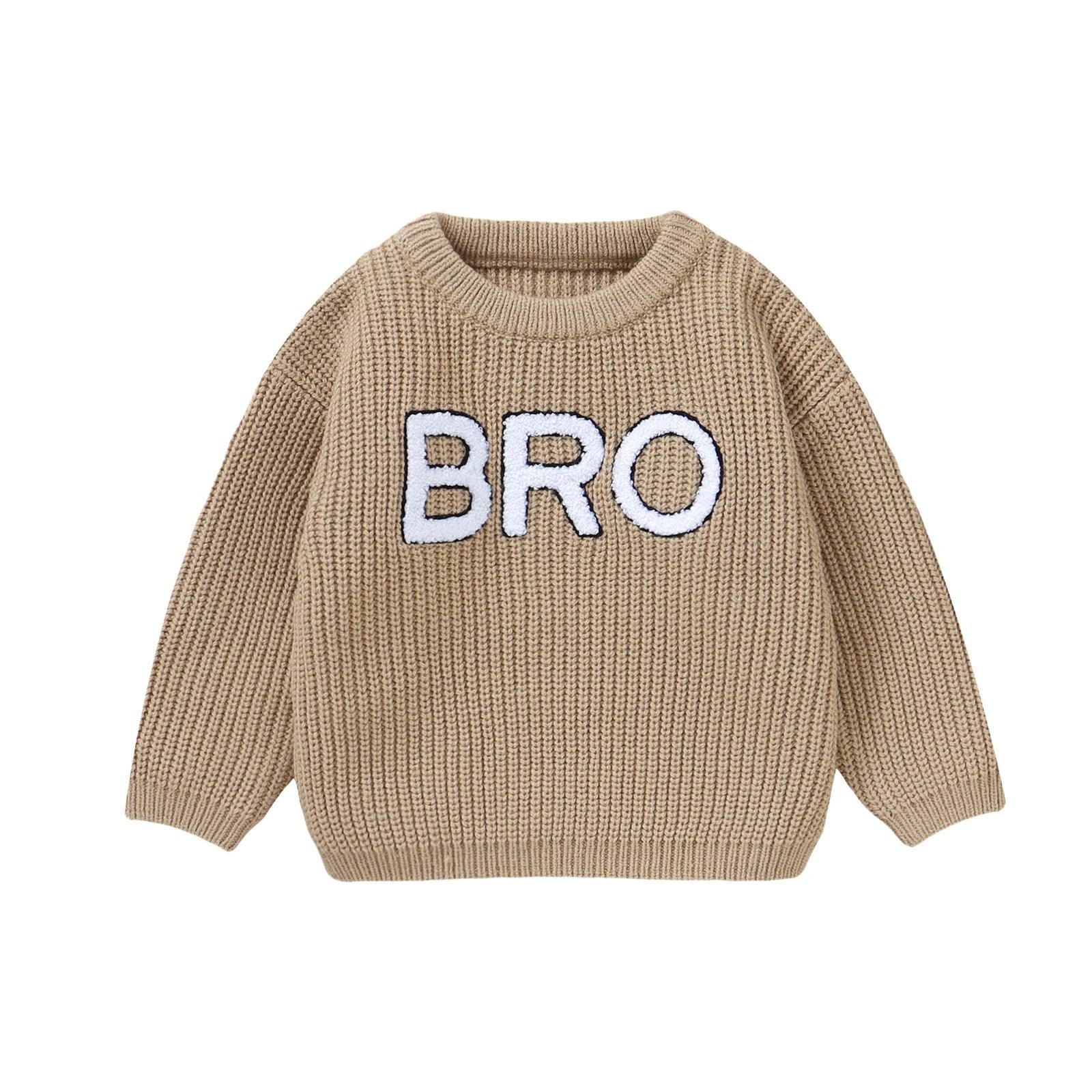 bro knit kids crew sweater - basil boutique