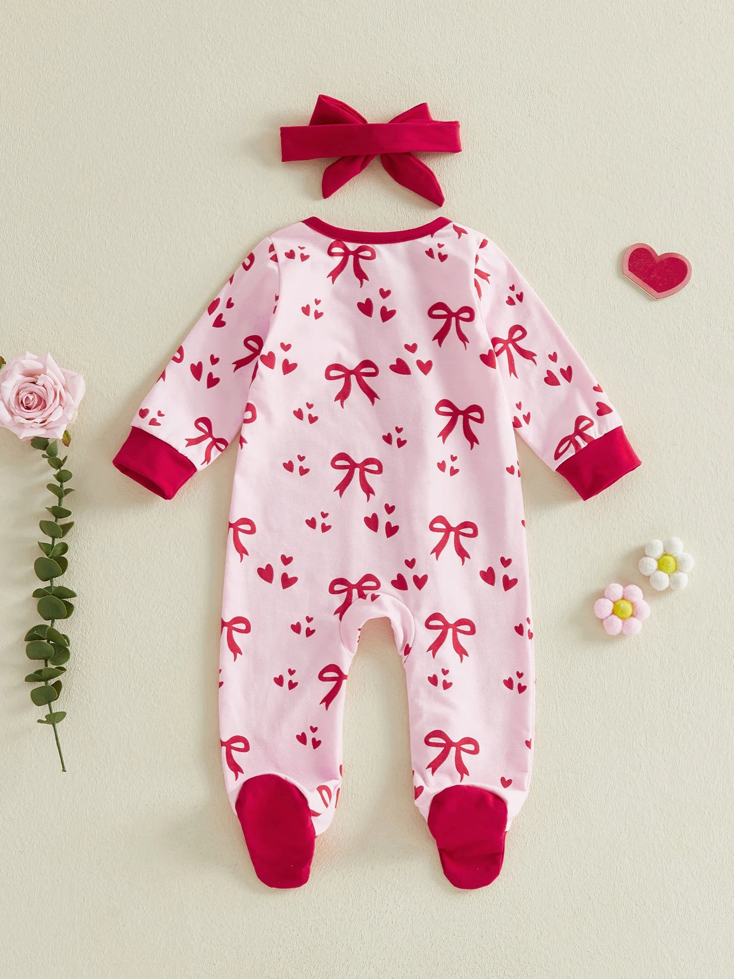 hearts + bows ruffle onesie