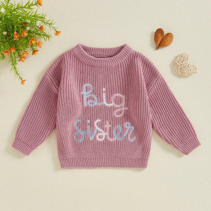 big sister pastel ombre knit kids sweater - basil boutique