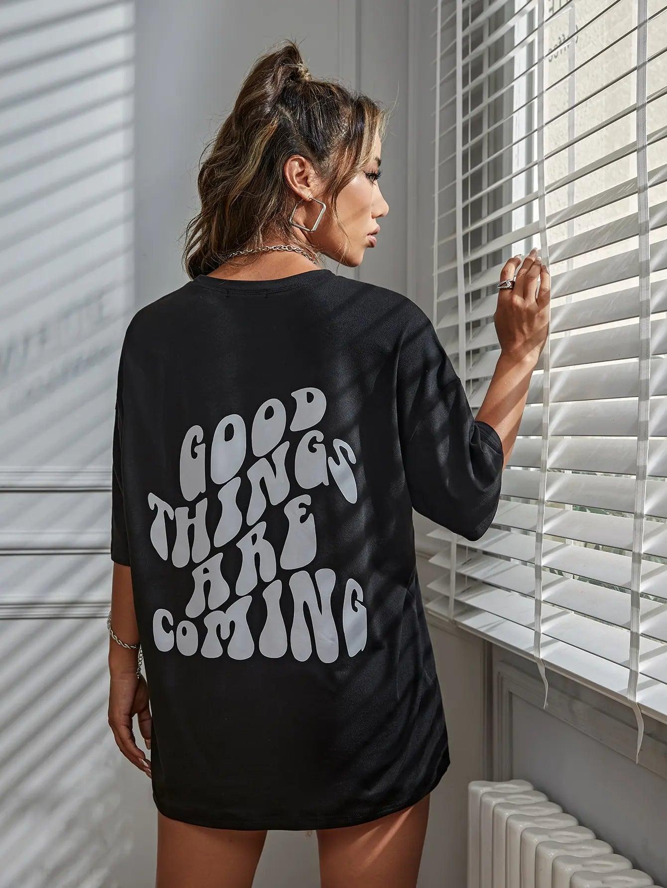 good things are coming oversized t-shirt - basil boutique