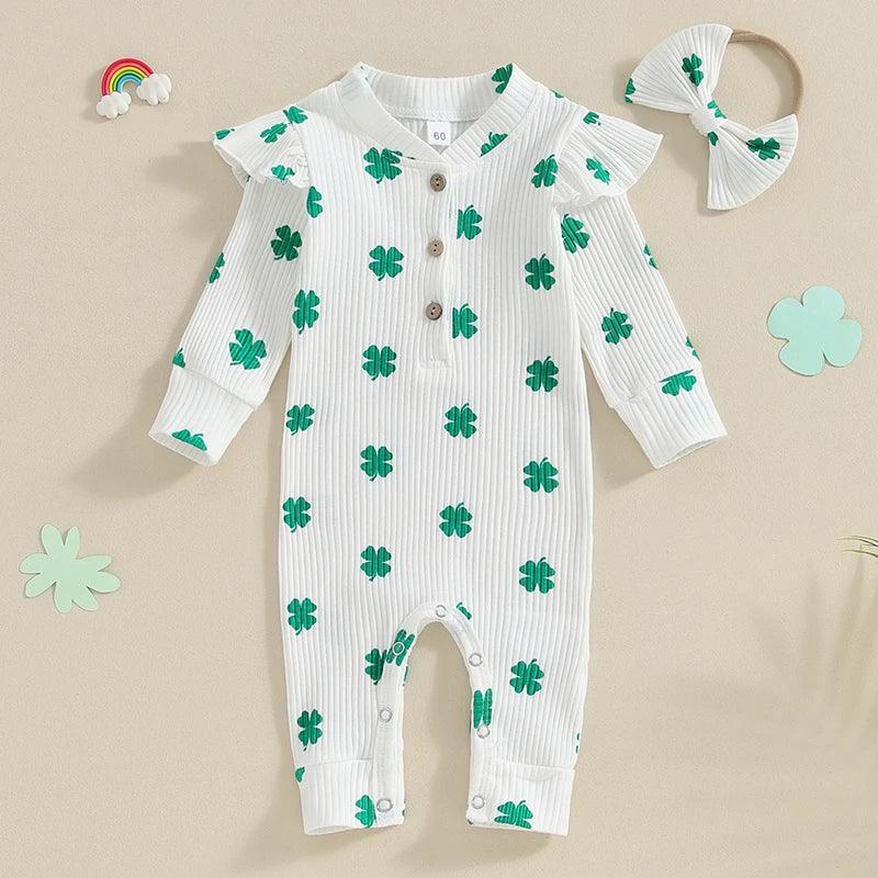 shamrock ruffle onesie - basil boutique