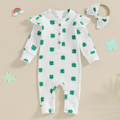 shamrock ruffle onesie - basil boutique