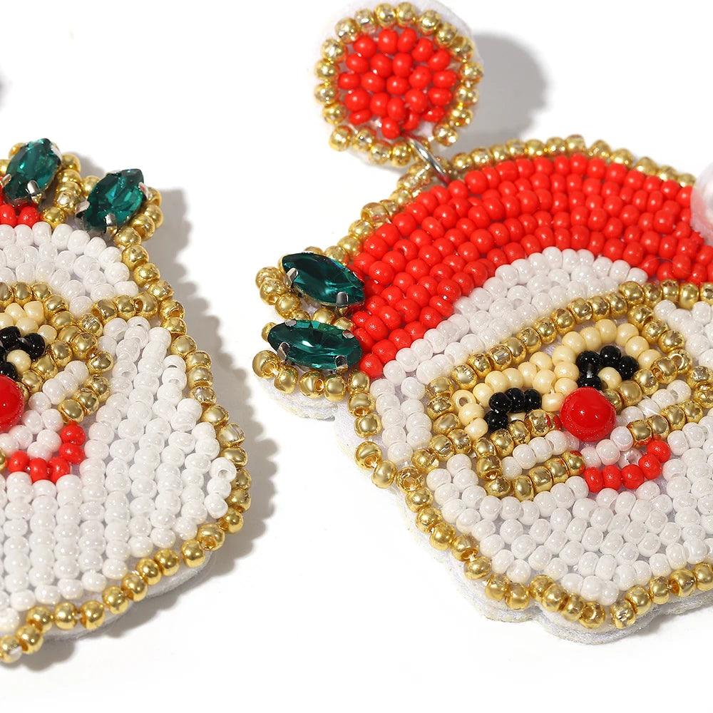 santa claus beaded earrings