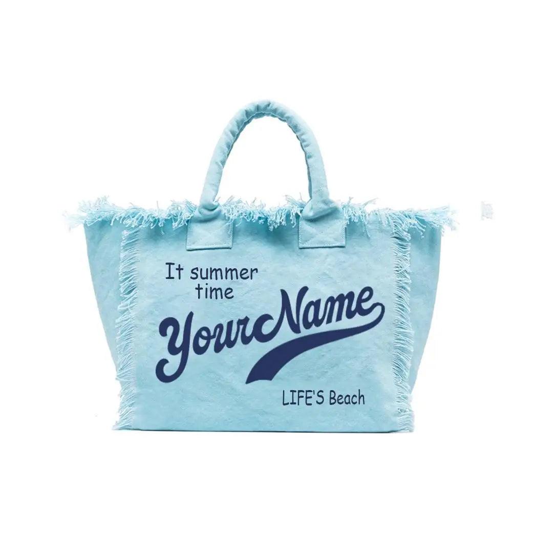 personalized tassel beach tote bag - basil boutique