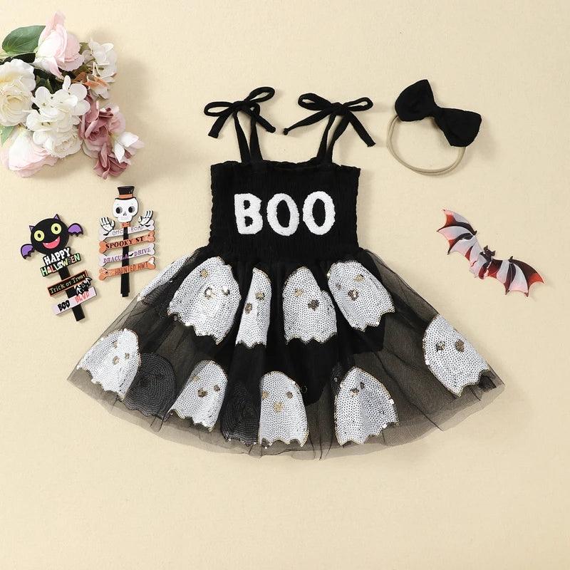 boo ghost kids dress - basil boutique