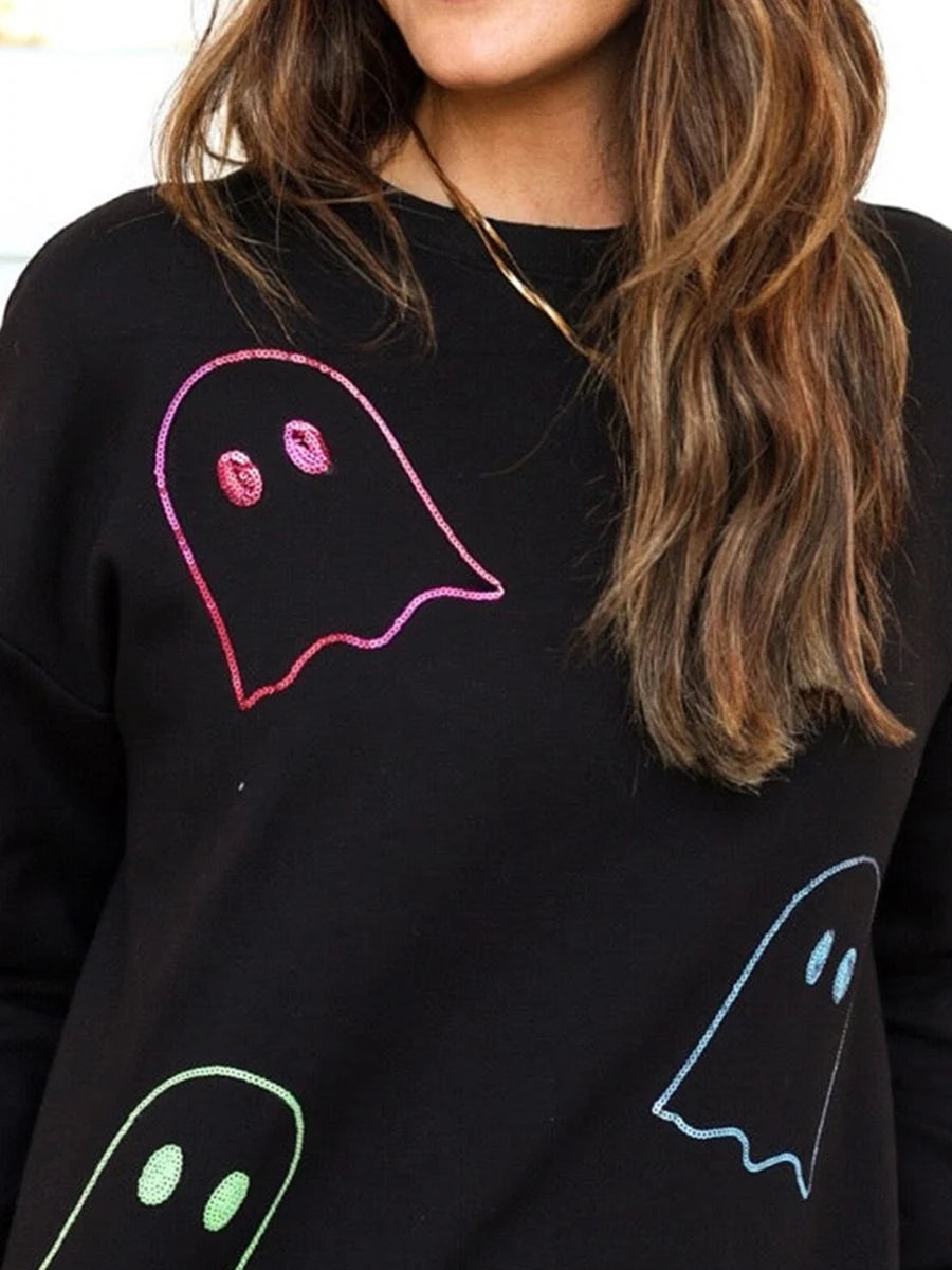 ghouls + glitter sequin crew sweater - basil boutique