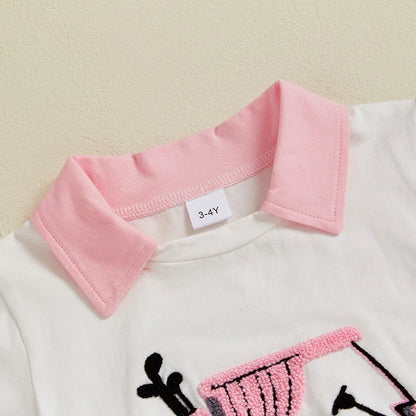golf cart shirt + skirt kids outfit
