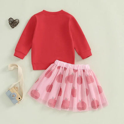 apple picking crew tulle kids outfit - basil boutique