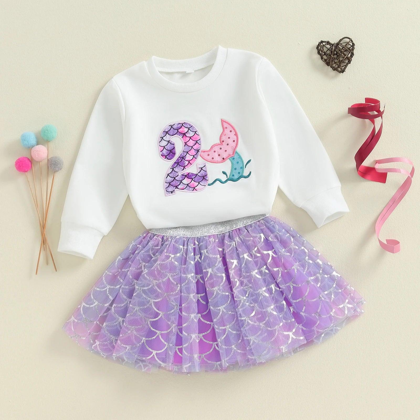 mermaid birthday kids outfit - basil boutique