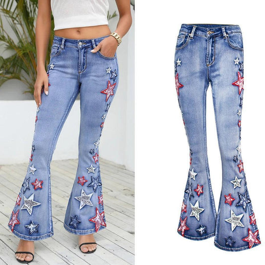 all i see are stars flare jeans - basil boutique