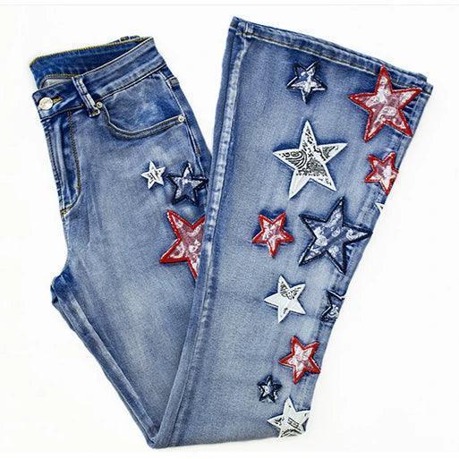 all i see are stars flare jeans - basil boutique