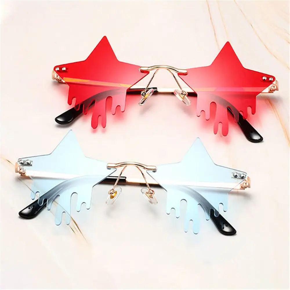 New Fashion Star Shaped Sunglasses Rimless Fire Flame Frame Retro UV 400 Streetwear Vintage Eyeglasses Outdoor Cycling Glasses - basil boutique