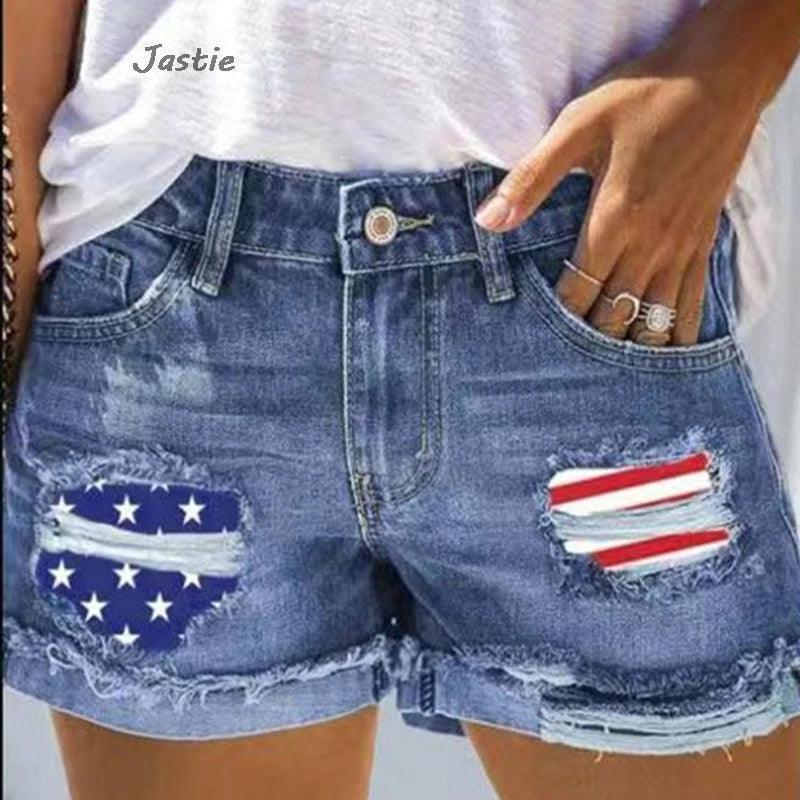 american flag denim shorts - basil boutique