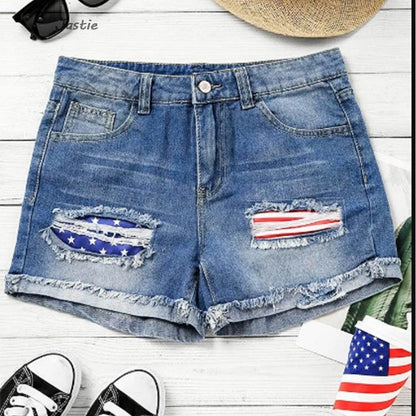 american flag denim shorts - basil boutique