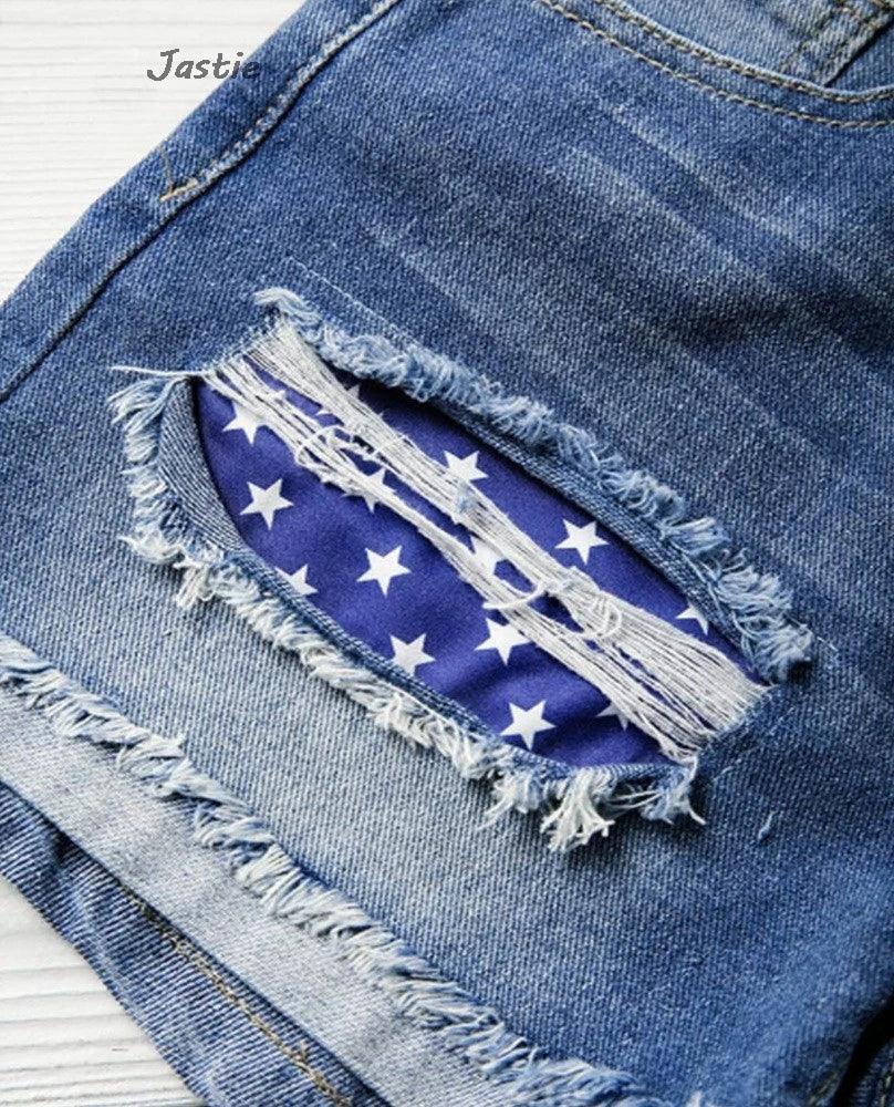 american flag denim shorts - basil boutique