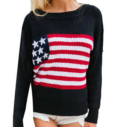 american flag knit sweater - basil boutique