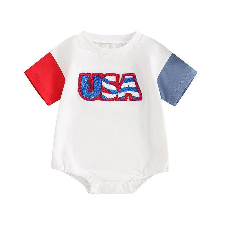 american flag patch onesie - basil boutique