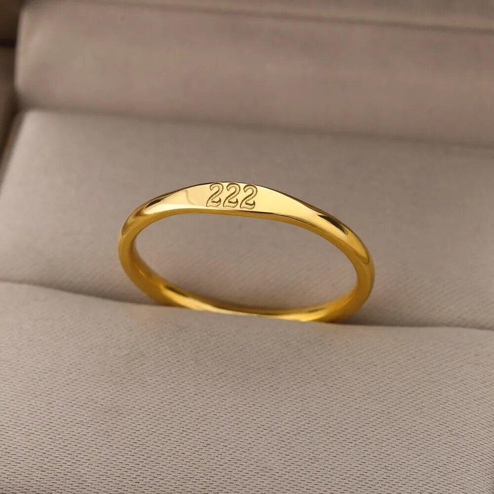 angel number engraved ring - basil boutique