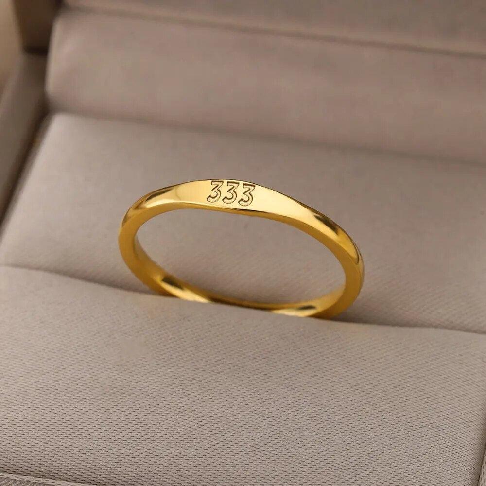 angel number engraved ring - basil boutique