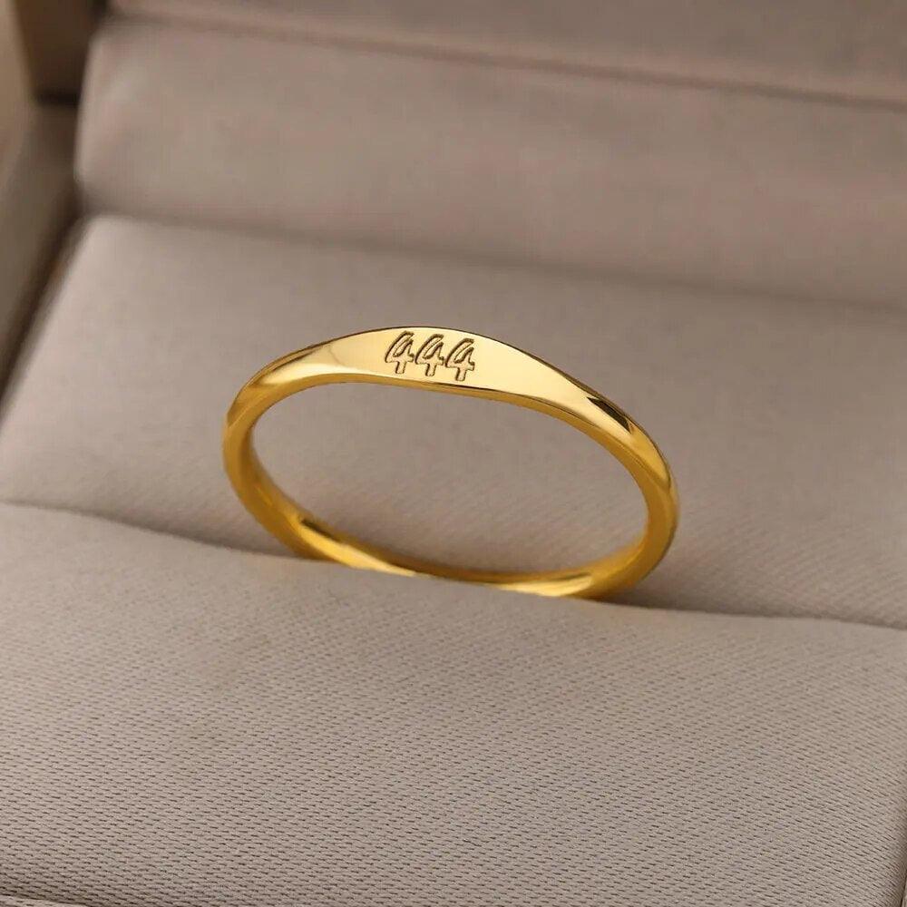 angel number engraved ring - basil boutique