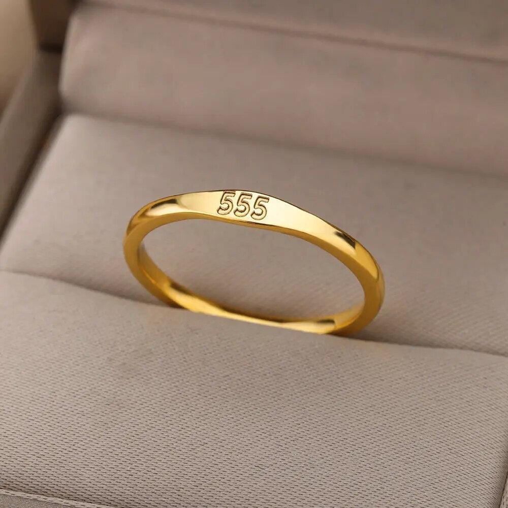 angel number engraved ring - basil boutique