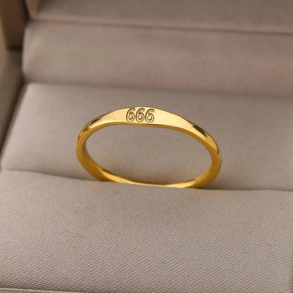 angel number engraved ring - basil boutique