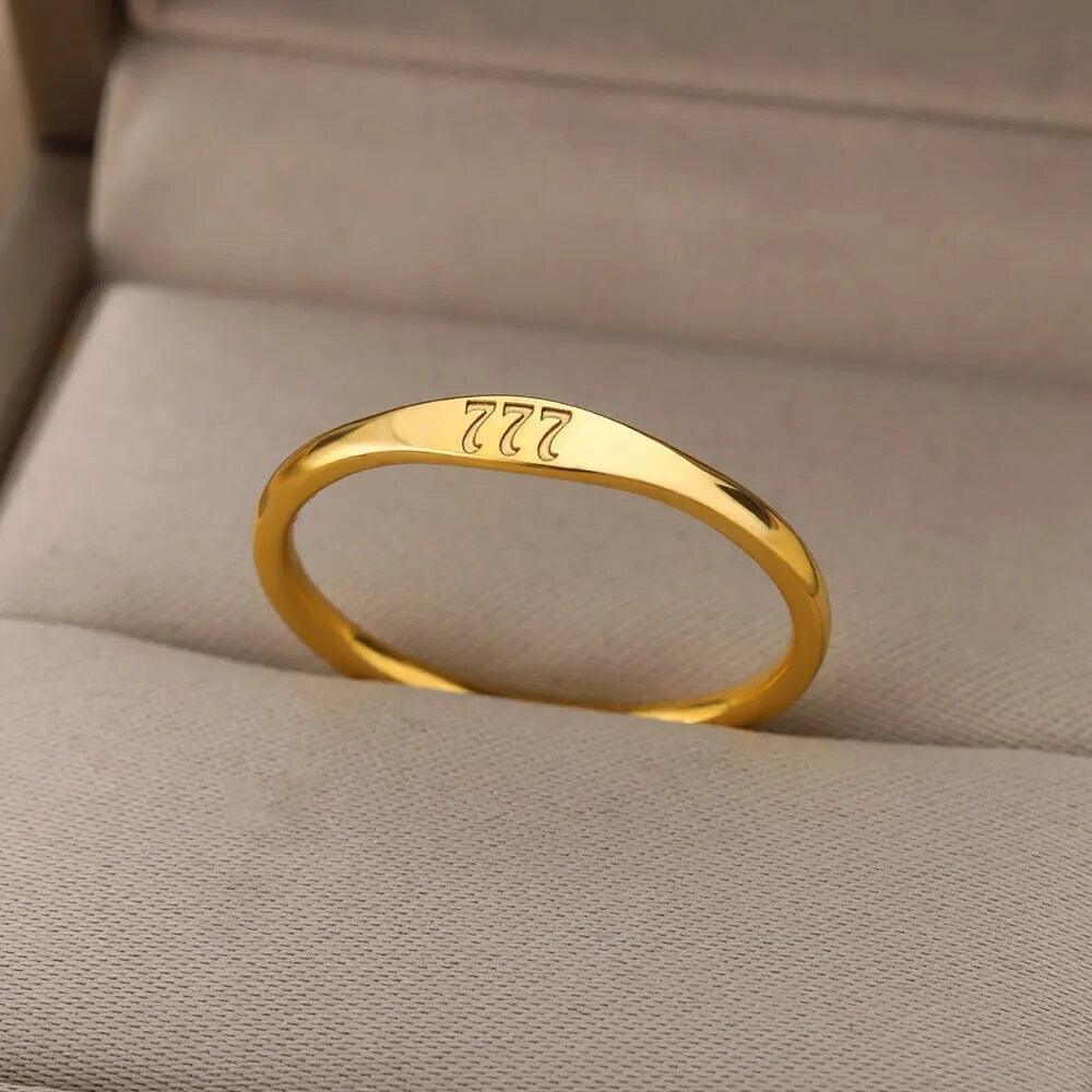 angel number engraved ring - basil boutique