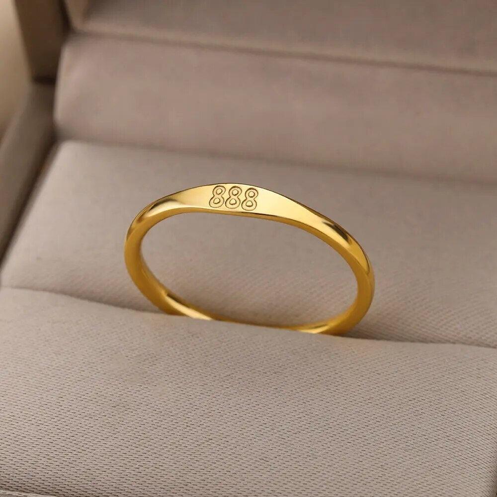 angel number engraved ring - basil boutique