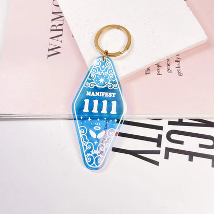 angel number holographic hotel key chains - basil boutique