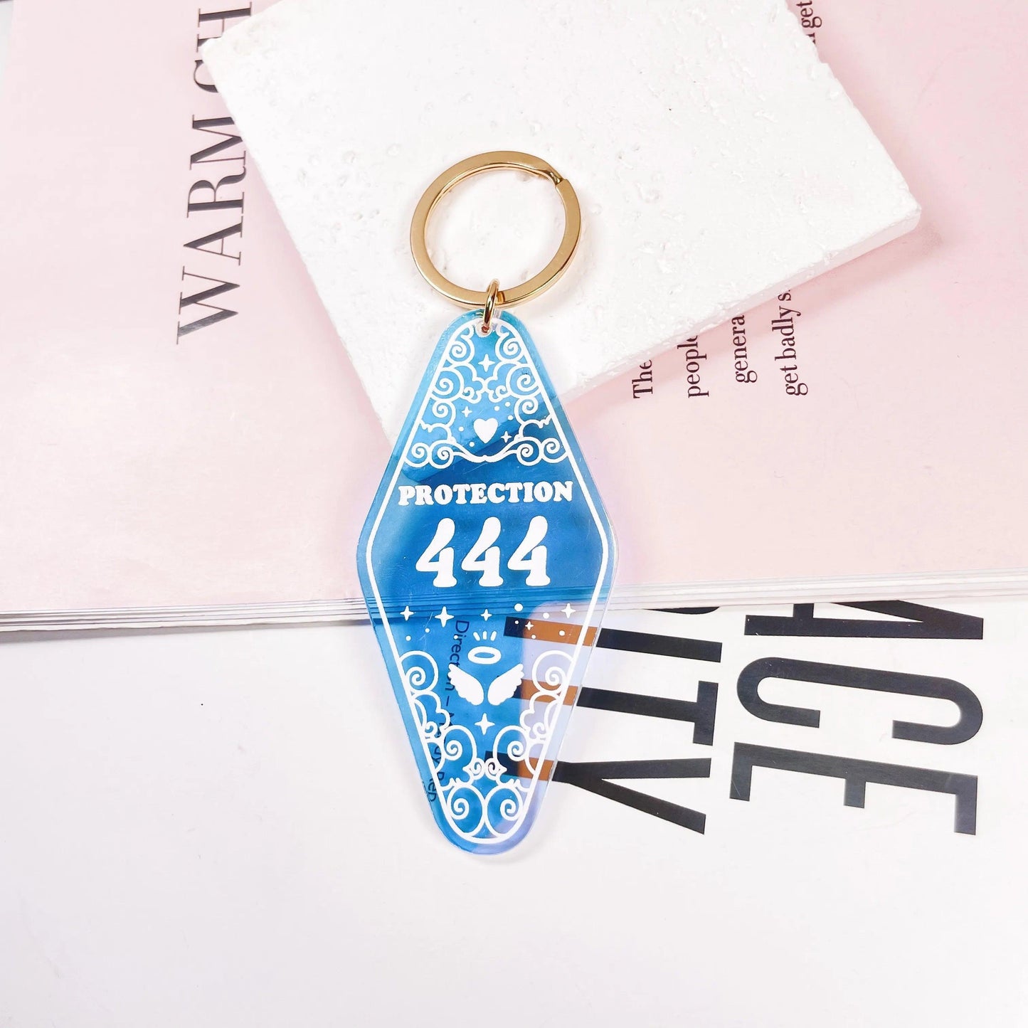 angel number holographic hotel key chains - basil boutique