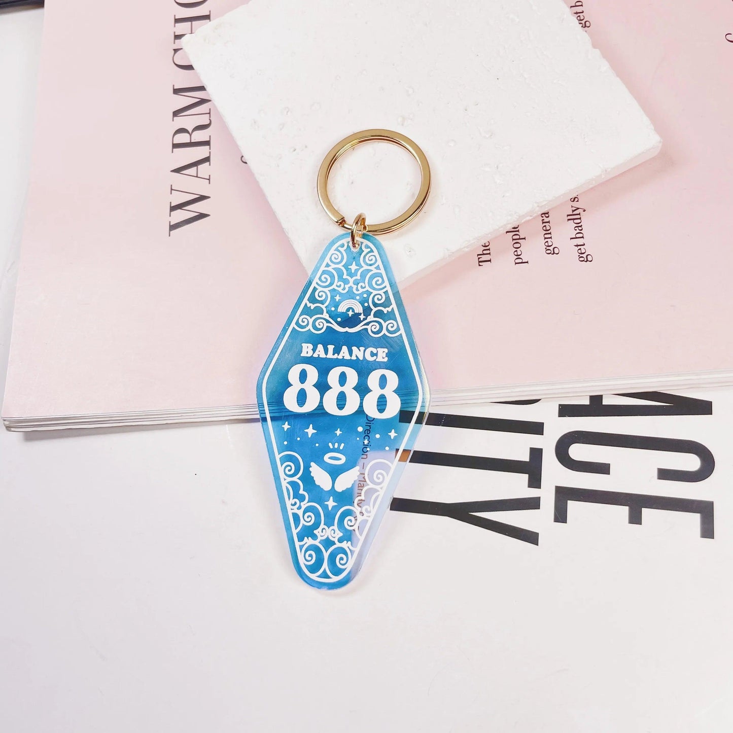 angel number holographic hotel key chains - basil boutique