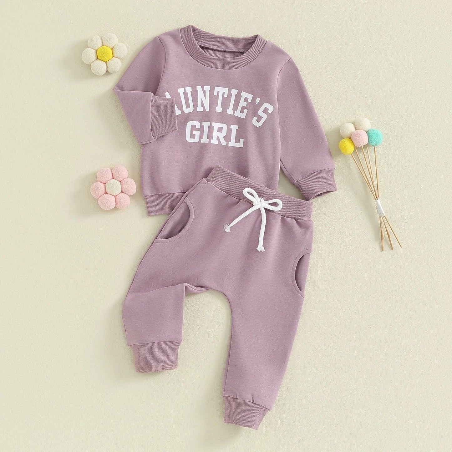 auntie's girl kids outfit - basil boutique