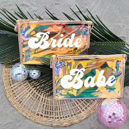 babe + bride iridescent cosmetic bag - basil boutique