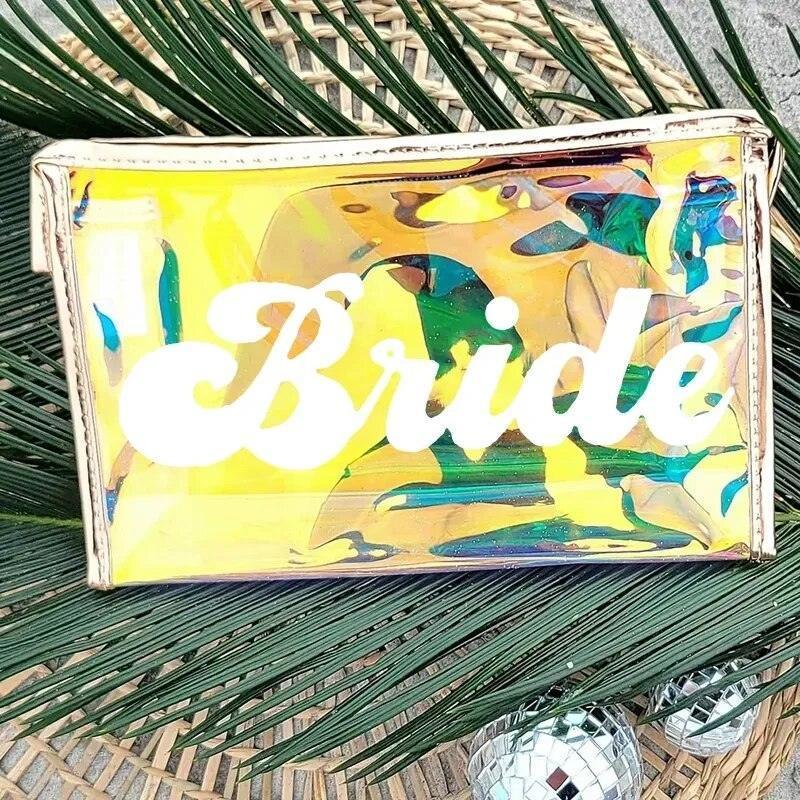 babe + bride iridescent cosmetic bag - basil boutique