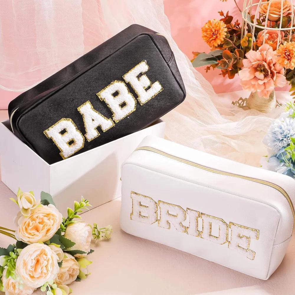 babe + bride patch cosmetic bags - basil boutique