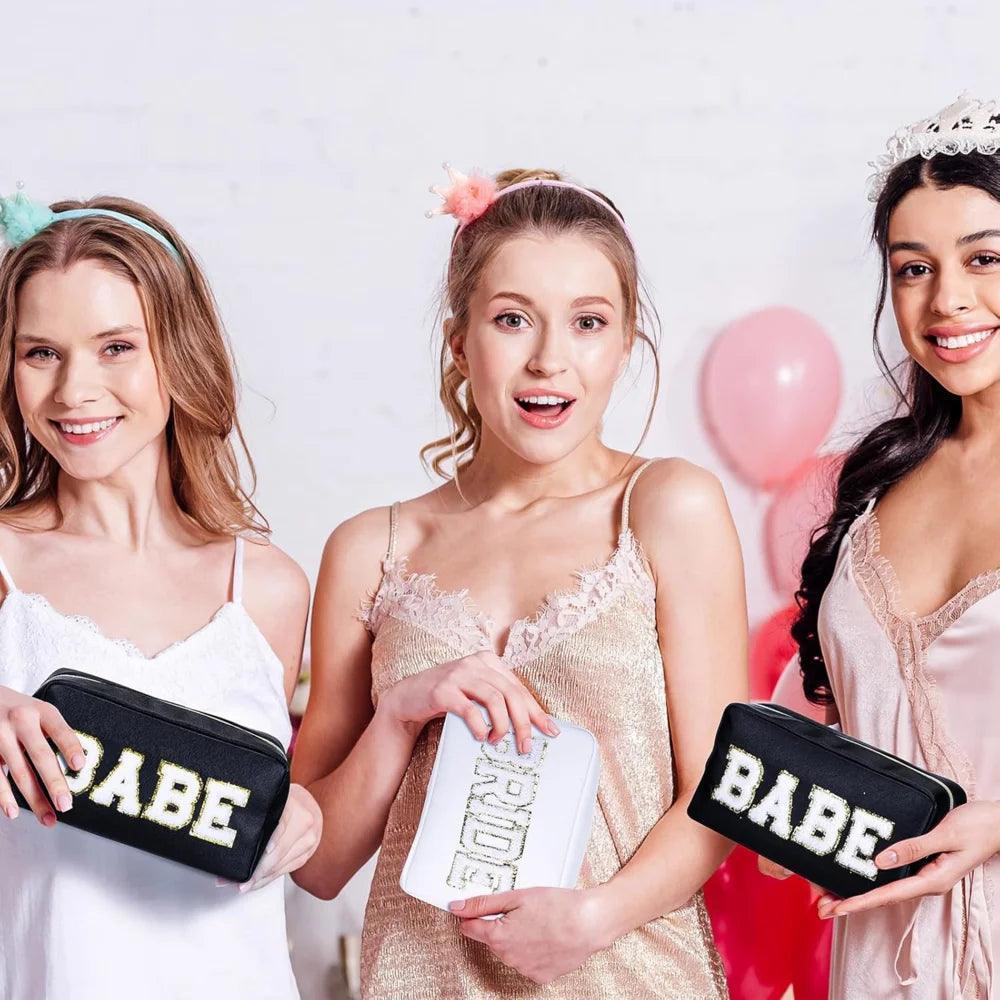 babe + bride patch cosmetic bags - basil boutique