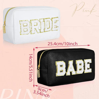 babe + bride patch cosmetic bags - basil boutique