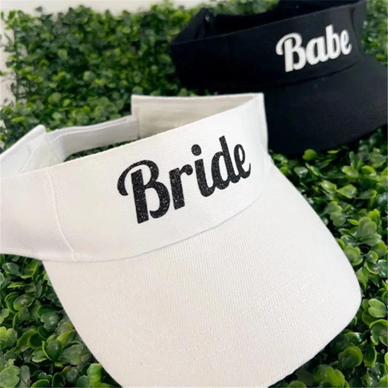 Bride and Babe Visor Hats, Bachelorette Visor Hat, Bridesmaid Gift, Pool Party Visor bridesmaid gifts proposal wedding - basil boutique