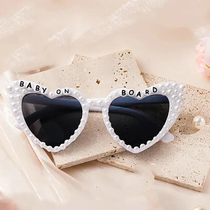 baby on board pearl heart sunglasses - basil boutique