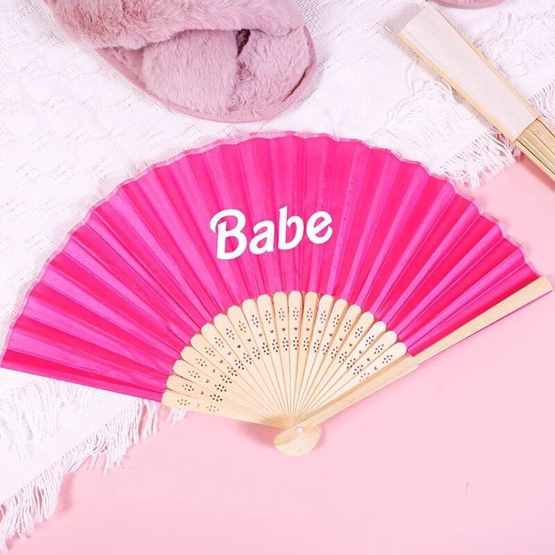 barbie babe + bride hand fan - basil boutique