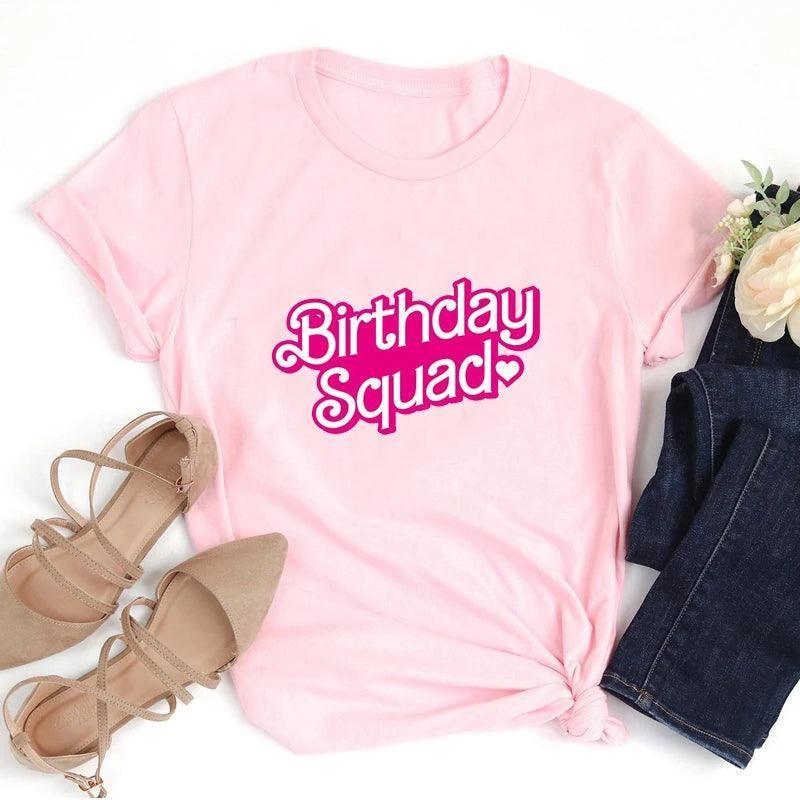 barbie birthday squad t-shirts - basil boutique