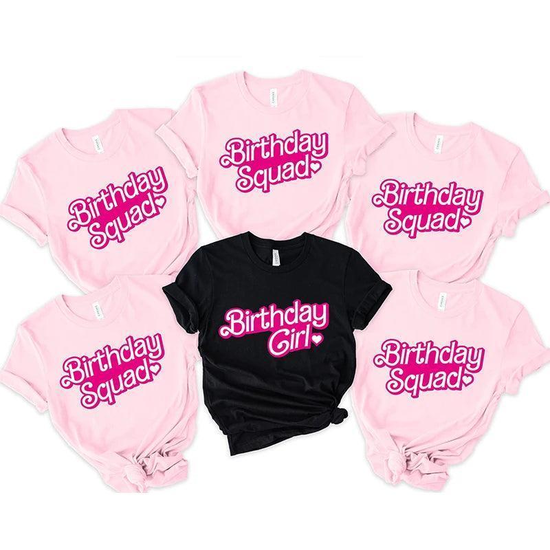 barbie birthday squad t-shirts - basil boutique