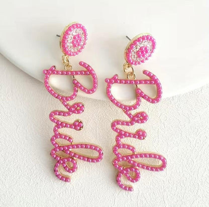 barbie bride beaded earrings - basil boutique