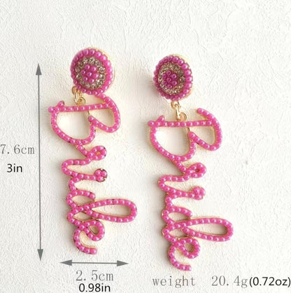 barbie bride beaded earrings - basil boutique