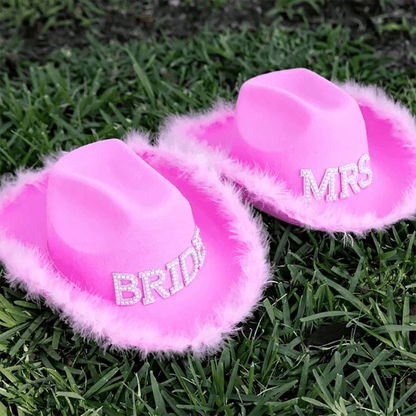 barbie bride + mrs. cowgirl hats - basil boutique