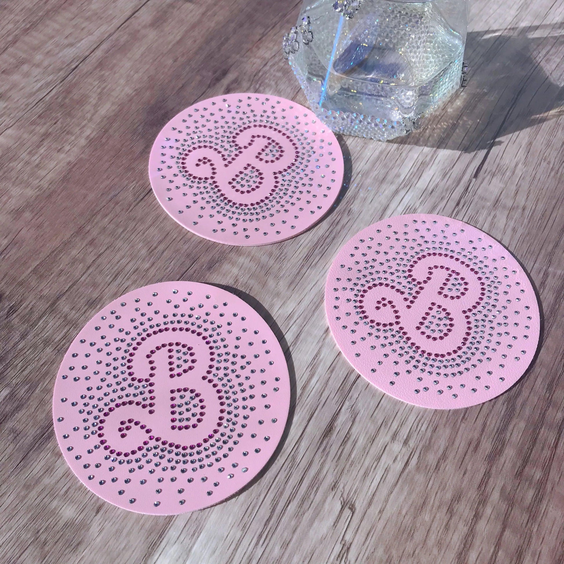 barbie rhinestone coasters - basil boutique